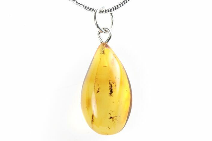 Polished Baltic Amber Pendant (Necklace) - Contains Three Flies! #288847